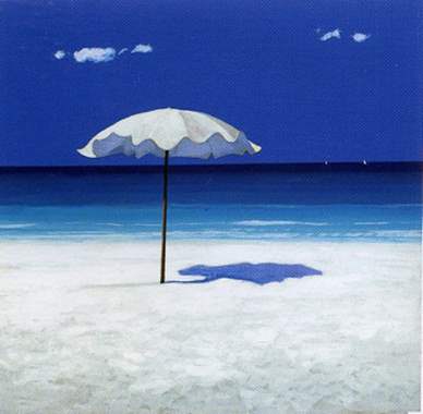 ציור שמן ים כחול עם חוף ים יפה : image 1